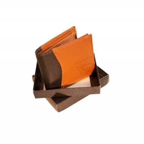 Cartera bicolor marrón artesanal